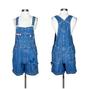 Mickey Unlimited | Vintage Y2K Disney Blue Jean Denim Shortalls Overalls Small